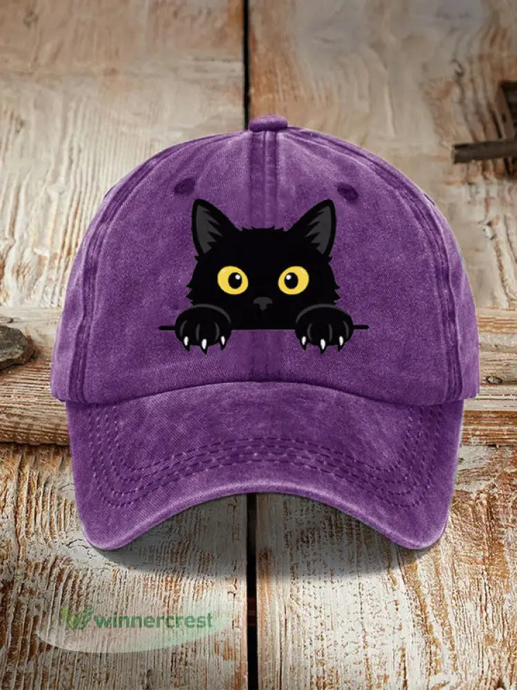 Black Cat Hat - Purple / ONE