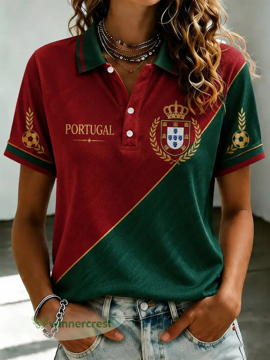 Blusa Casual Estampada com Tema do Futebol Feminino Português - como a imagem / S