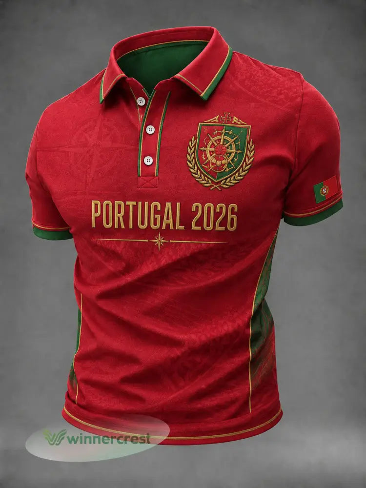 Camisa masculina de futebol com estampa de Portugal - vermelho / S