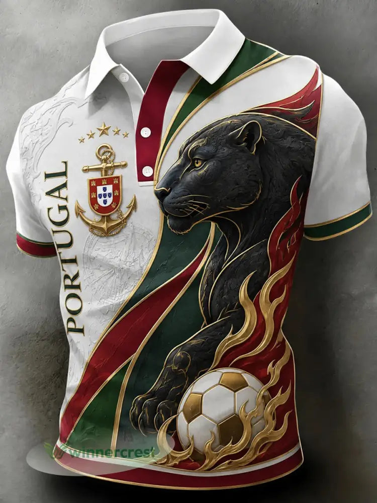 Camisa masculina de futebol inspirada em Portugal - como a imagem / S
