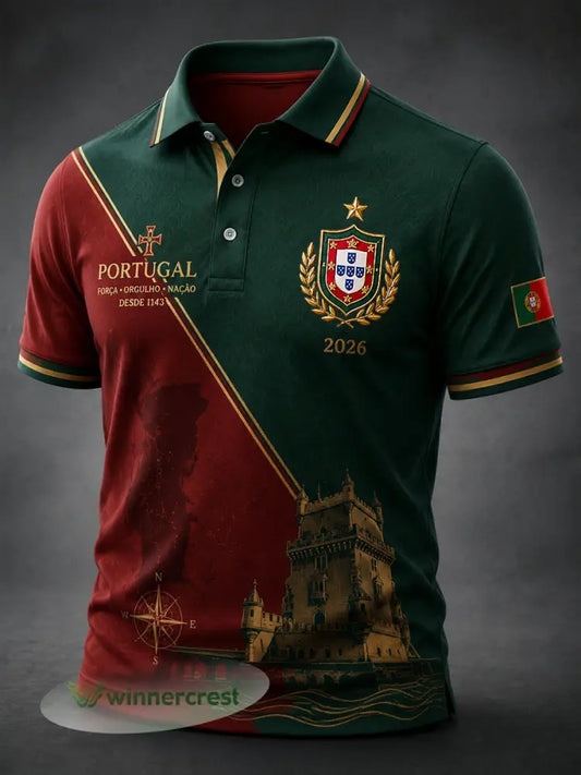 Camisa polo casual clássica de futebol português retrô - como a imagem / S