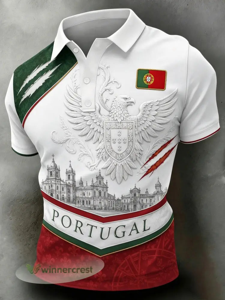 Camisa polo com estampa artística para fãs de futebol de Portugal – masculina - A / S