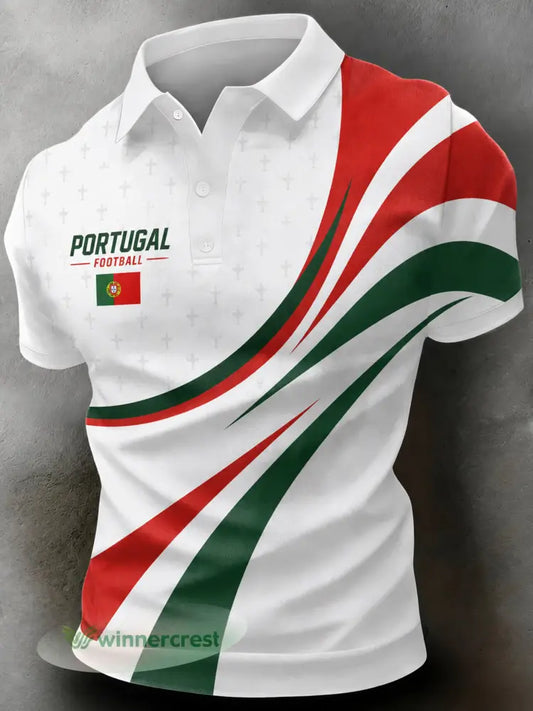 Camisa polo com estampa artística para torcida de futebol da seleção portuguesa masculina - A / S