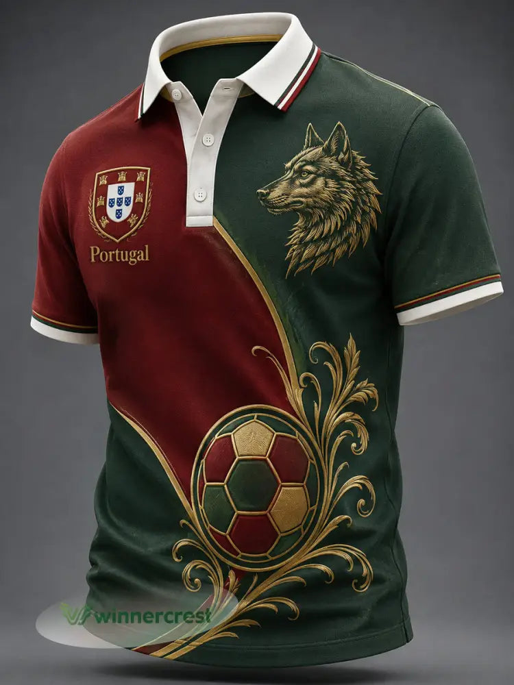 Camiseta casual masculina com estampa de futebol português - como a imagem / S