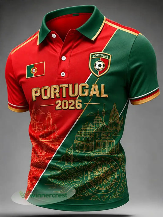 Camiseta casual masculina com estampa de futebol português - como a imagem / S