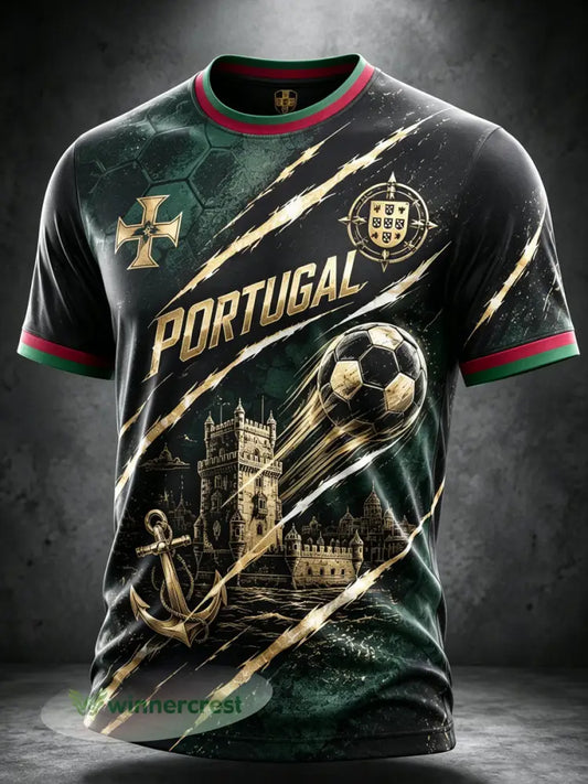 Camiseta com Estampa Artística de Elemento de Torcida do Futebol Português Masculino - A / S
