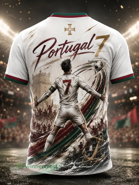 Camiseta com Estampa Artística de Elemento de Torcida do Futebol Português Masculino - A / S
