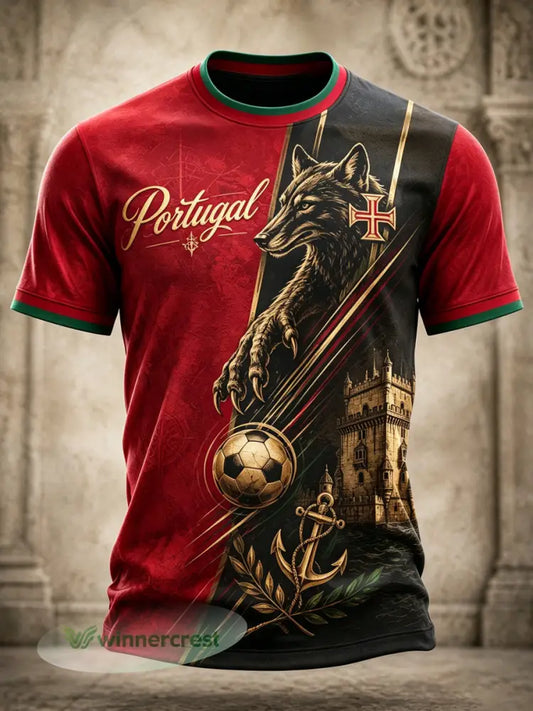 Camiseta com Estampa Artística de Elemento de Torcida do Futebol Português Masculino - A / S