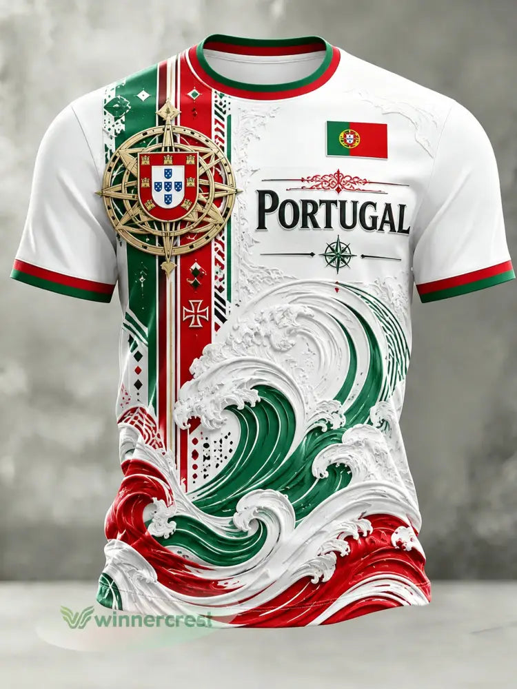 Camiseta com estampa artística de torcida para jogos de futebol da seleção portuguesa masculina - A / S