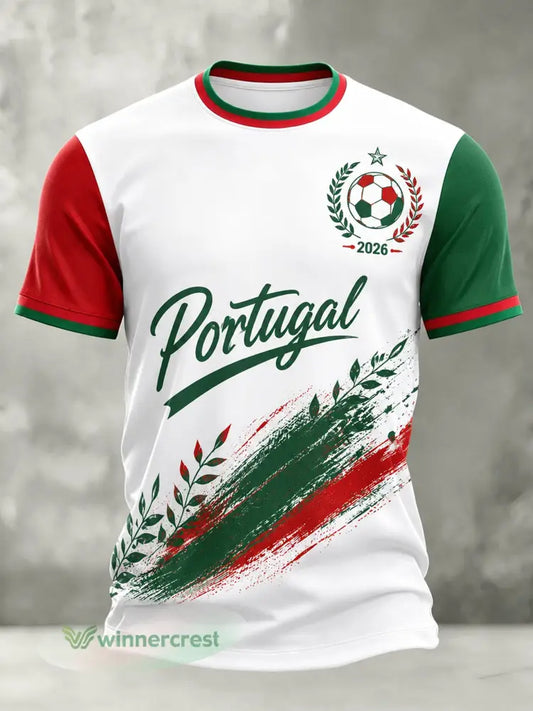 Camiseta com estampa artística de torcida para jogos de futebol da seleção portuguesa masculina - A / S