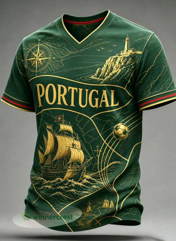 Camiseta com estampa artística de torcida para jogos de futebol da seleção portuguesa masculina - A / S