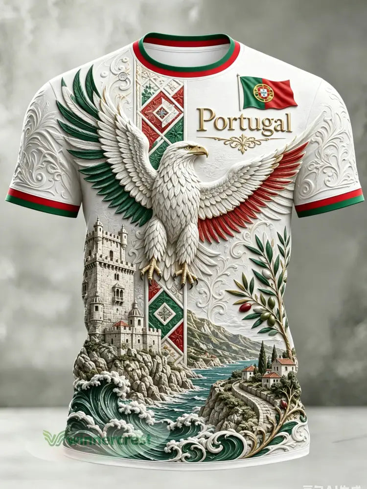 Camiseta com estampa artística de torcida para jogos de futebol da seleção portuguesa masculina - A / S