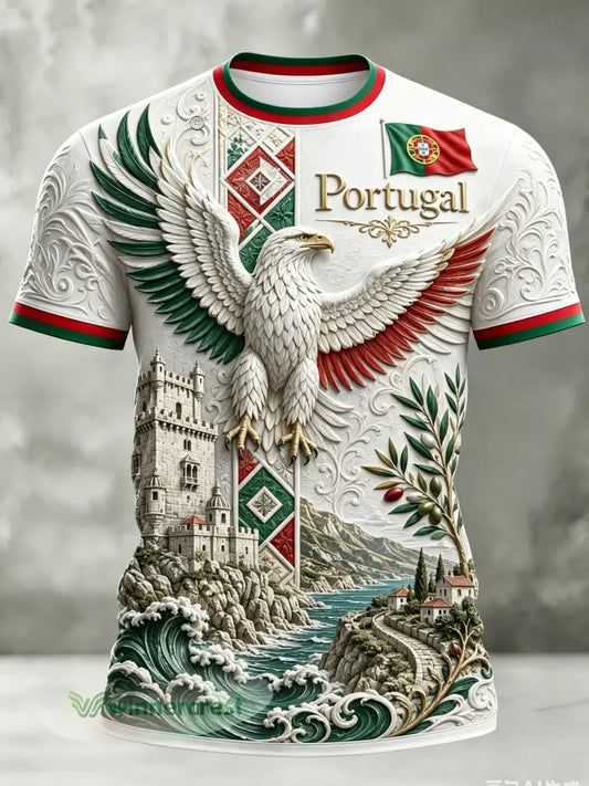 Camiseta com estampa artística de torcida para jogos de futebol da seleção portuguesa masculina - A / S