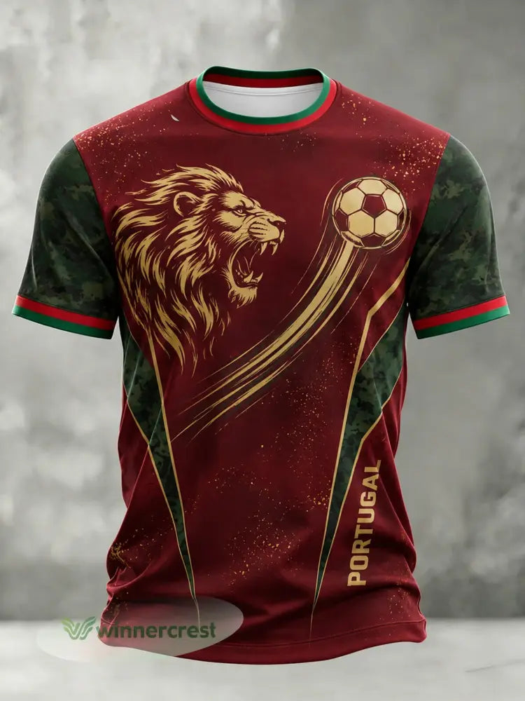 Camiseta com estampa artística de torcida para jogos de futebol da seleção portuguesa masculina - A / S