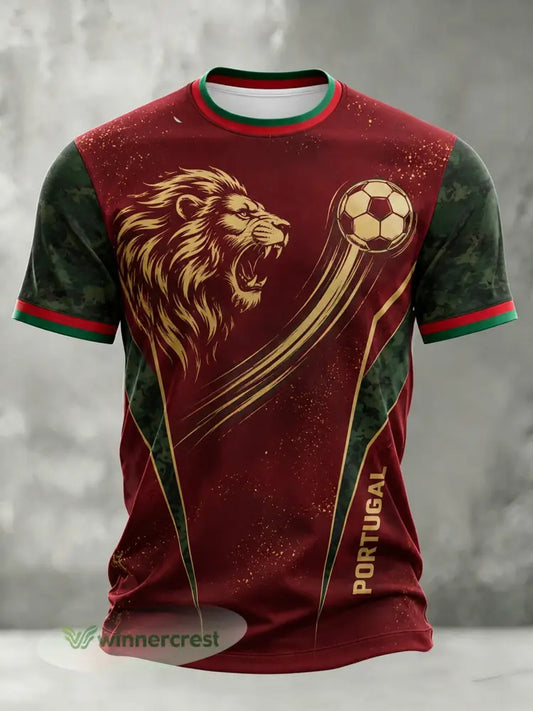 Camiseta com estampa artística de torcida para jogos de futebol da seleção portuguesa masculina - A / S