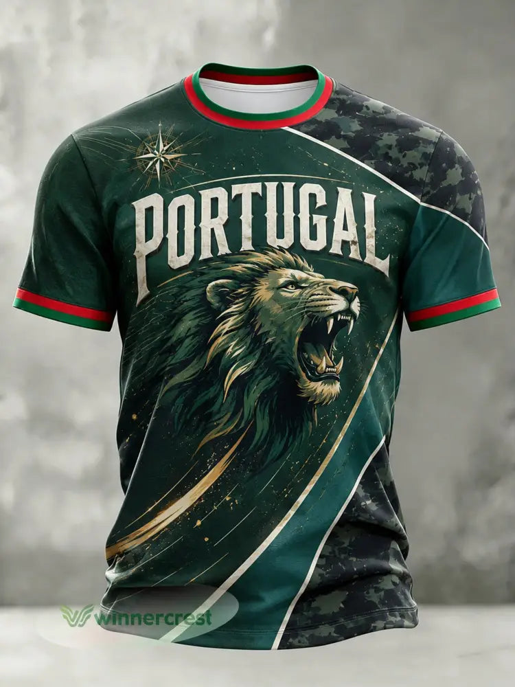 Camiseta com estampa artística de torcida para jogos de futebol da seleção portuguesa masculina - A / S