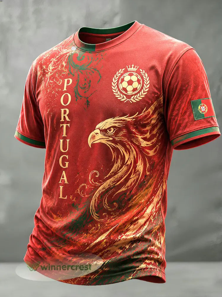 Camiseta com estampa artística de torcida para jogos de futebol da seleção portuguesa masculina - A / S