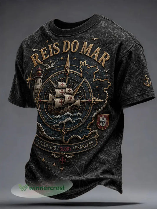 Camiseta estampada com arte do Festival dos Santos Populares de Portugal para homens - preto / S