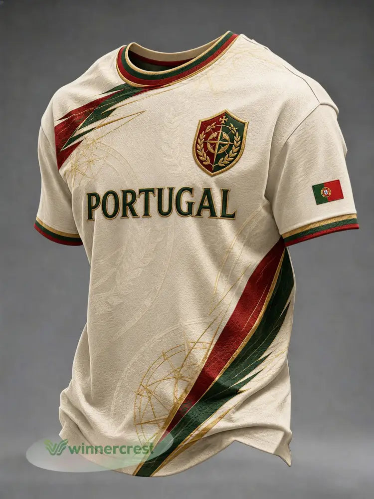 Camiseta masculina com estampa da seleção de futebol de Portugal - como a imagem / S