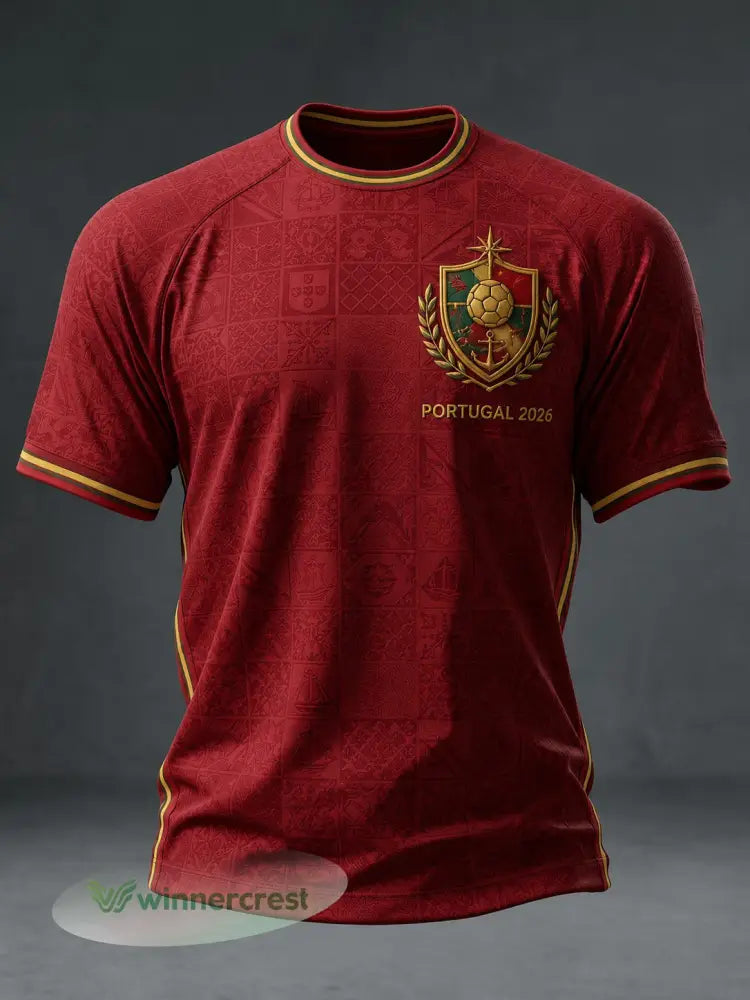 Camiseta masculina com estampa da seleção de futebol de Portugal - vermelho / S