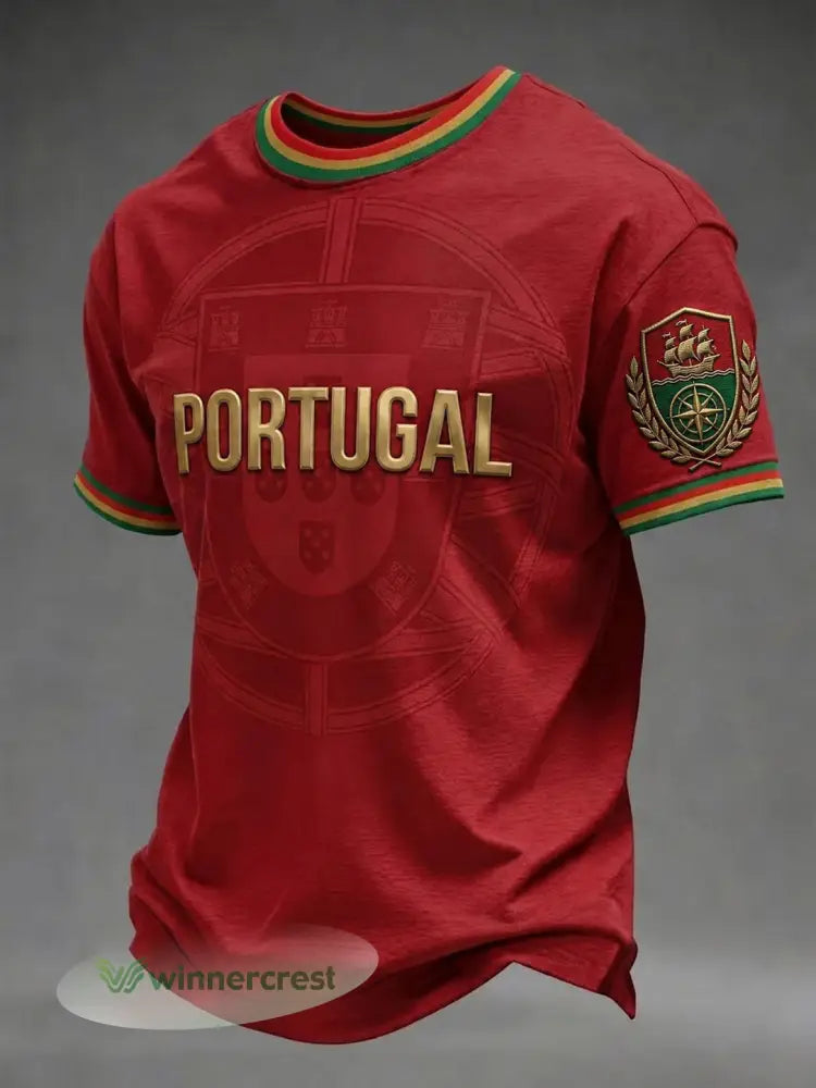 Camiseta masculina com estampa da seleção de futebol de Portugal - vermelho / S