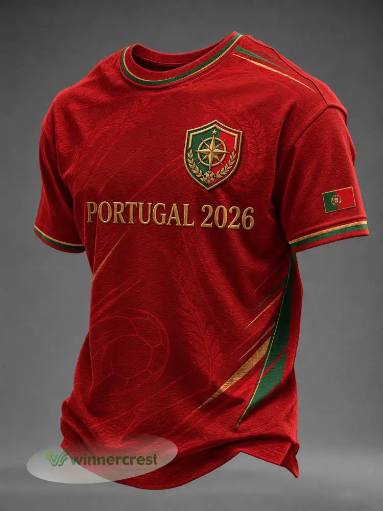 Camiseta masculina com estampa da seleção de futebol de Portugal - vermelho / S