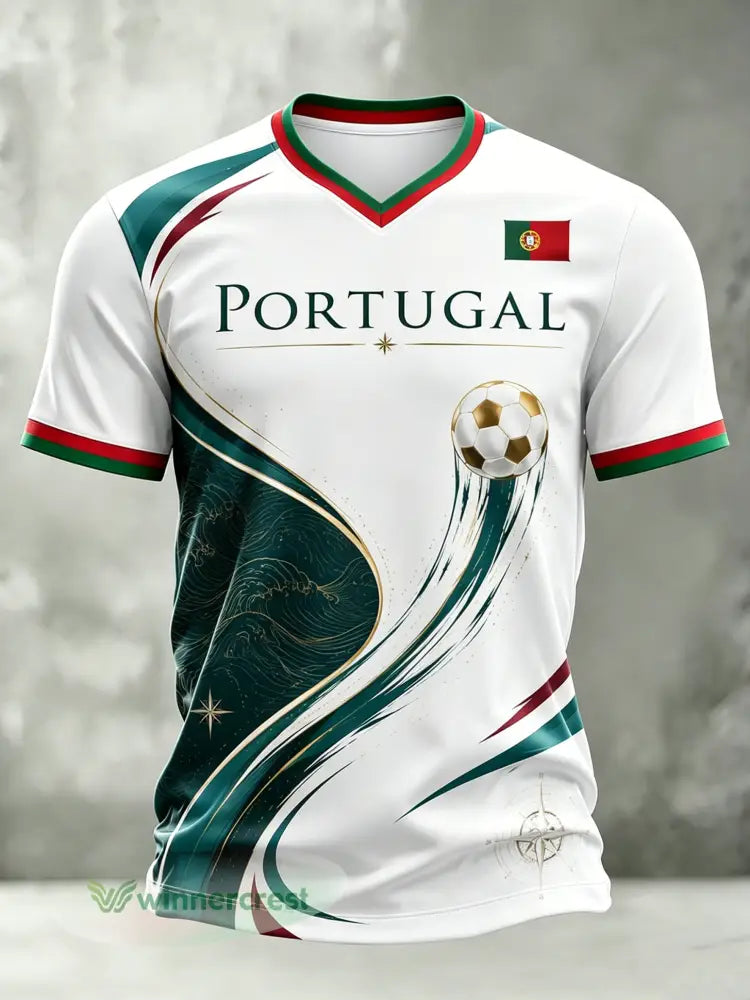 Camiseta Masculina de Futebol Portugal Football Match Art Print - A / S