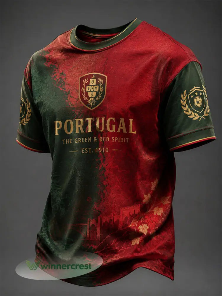 Camiseta masculina estampada com futebol português - como a imagem / S