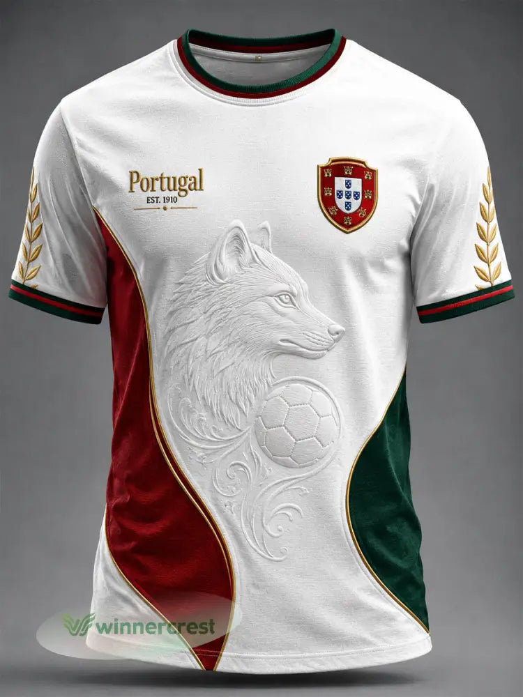 Camiseta masculina estampada com futebol português - como a imagem / S