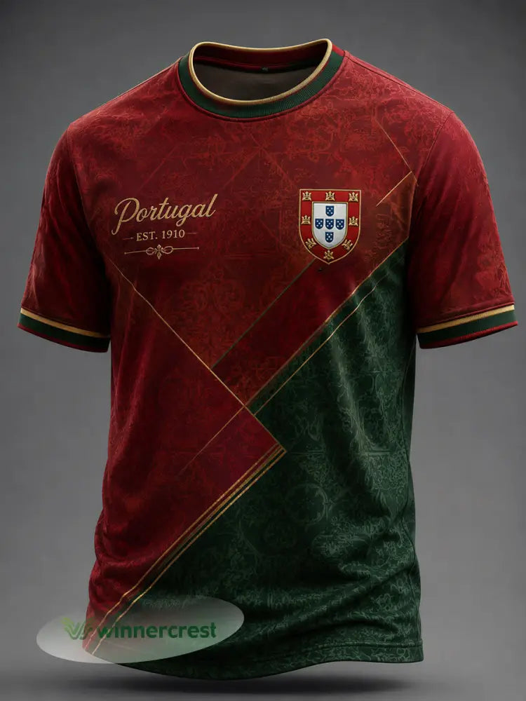Camiseta masculina estampada com futebol português - como a imagem / S