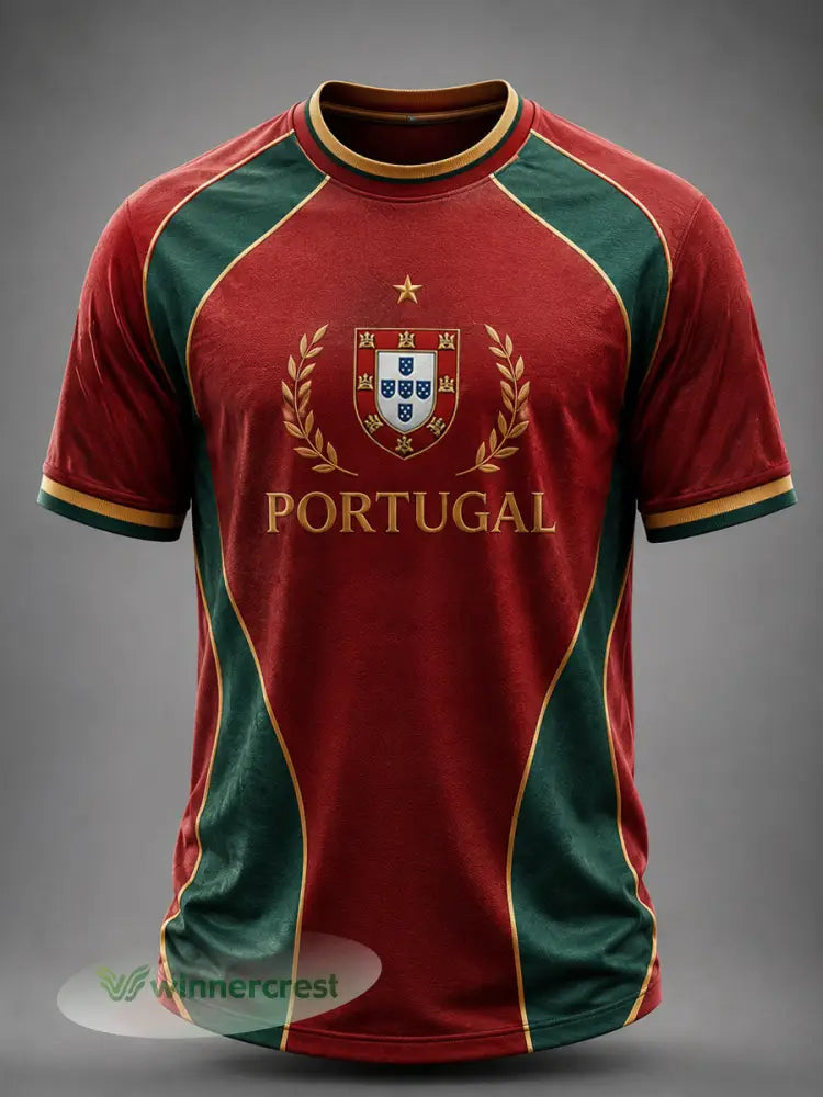 Camiseta masculina estampada com futebol português - como a imagem / S