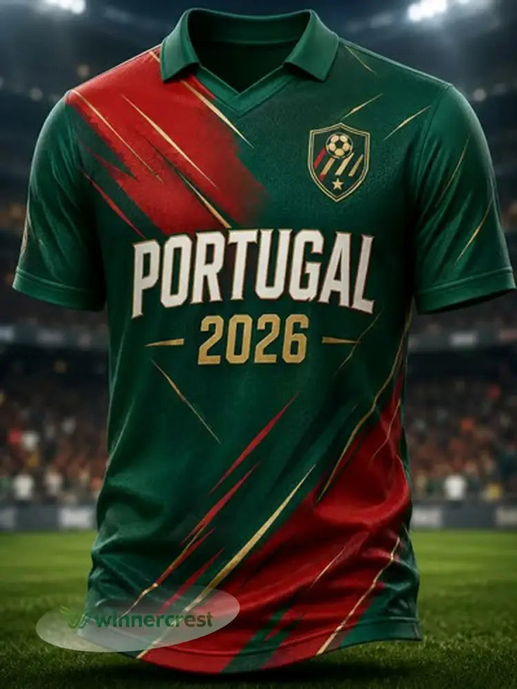 Camiseta masculina estampada com futebol português - como a imagem / S