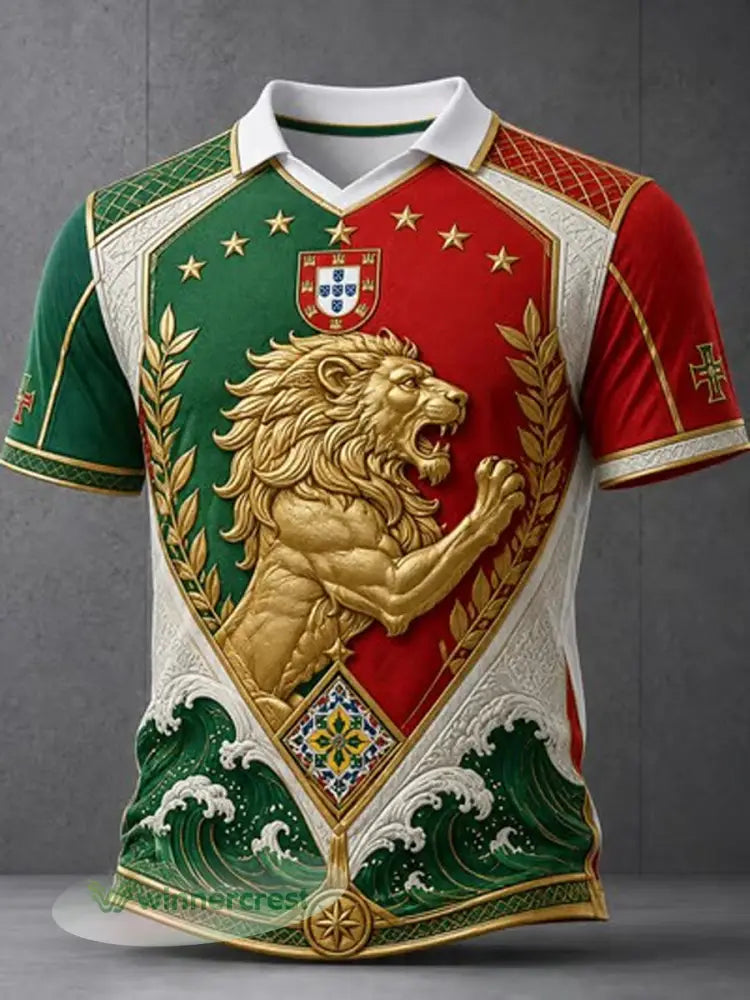 Camiseta masculina estampada com futebol português - como a imagem / S