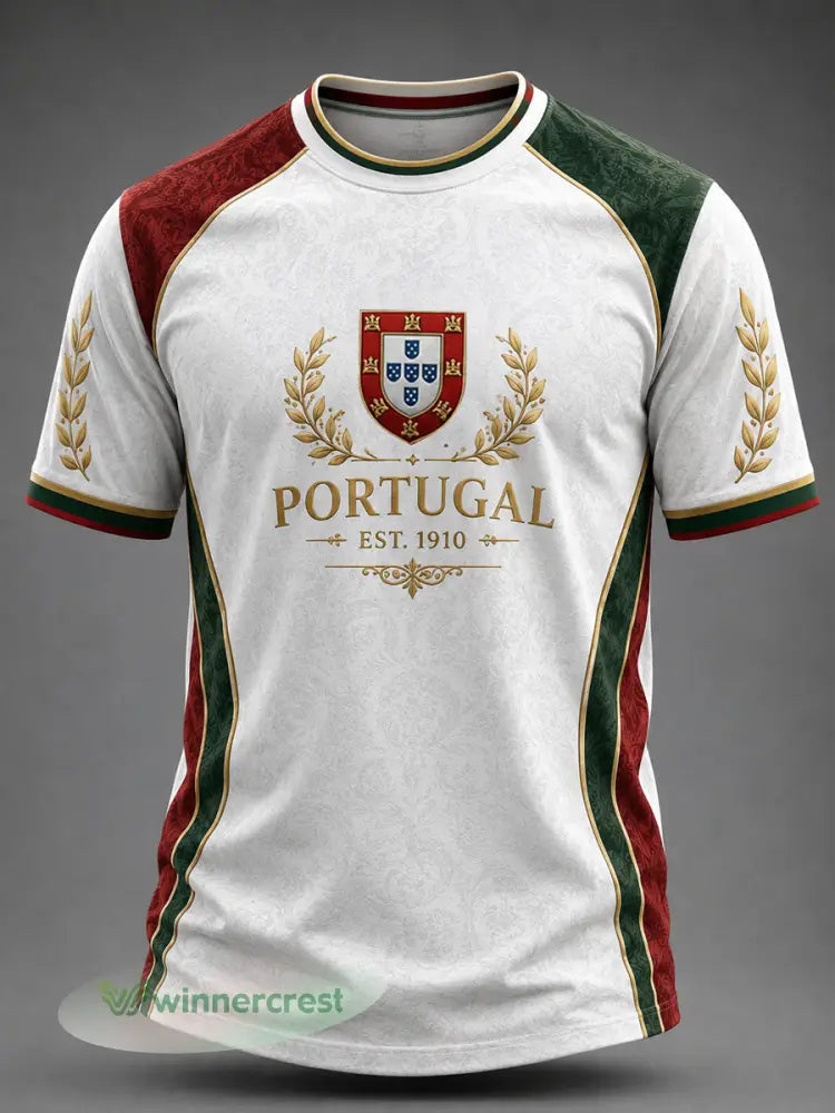 Camiseta masculina estampada com futebol português - como a imagem / S
