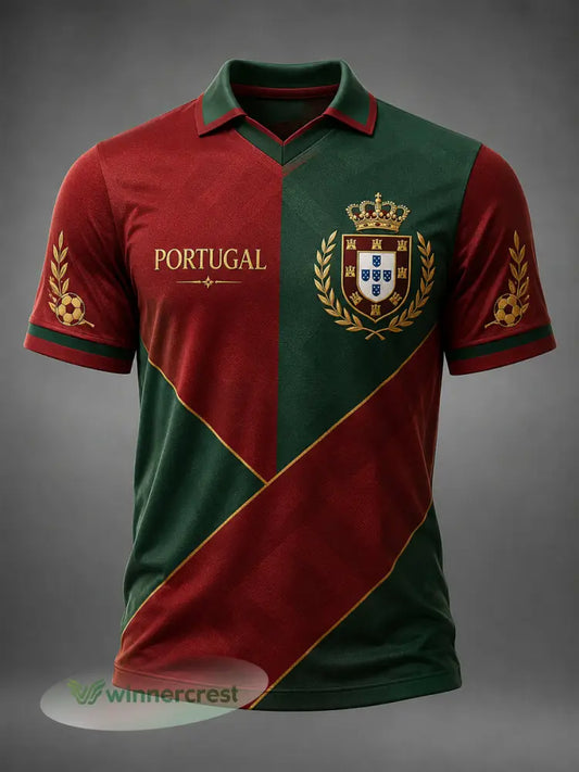 Camiseta masculina estampada com futebol português - como a imagem / S