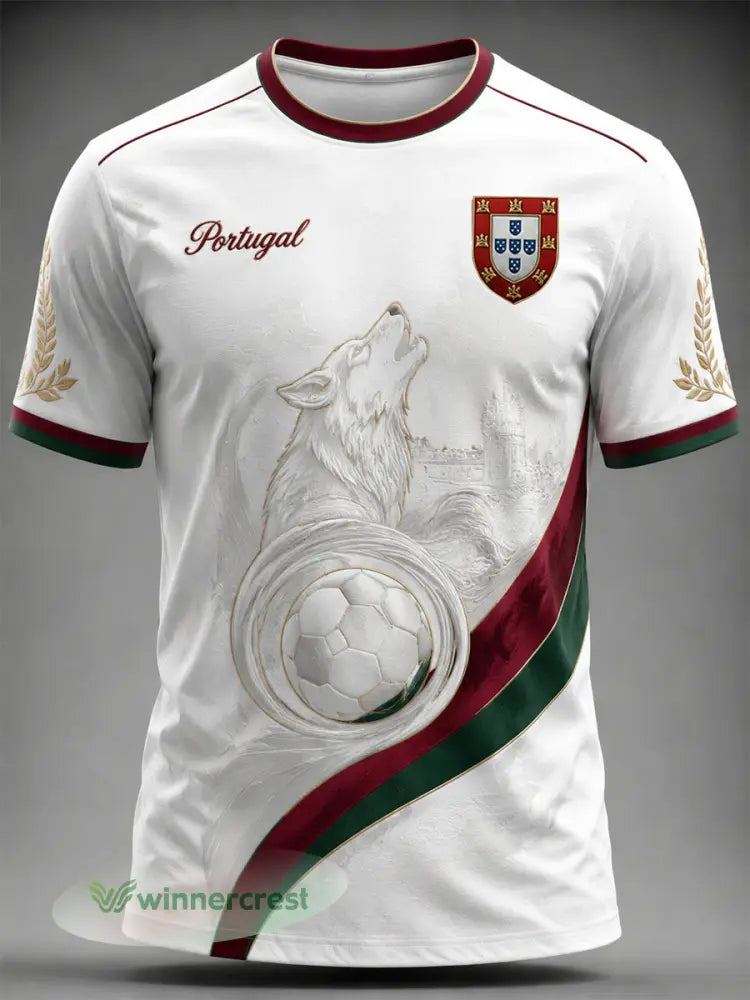 Camiseta masculina estampada com futebol português - como a imagem / S