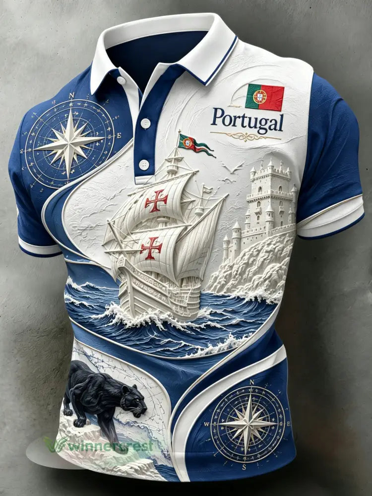Jogo de Futebol Português Masculino Cheering Element Polo Art Print - A / S