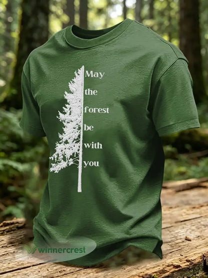 May The Forest Be With You Printed Casual T-Shirt - Green / S