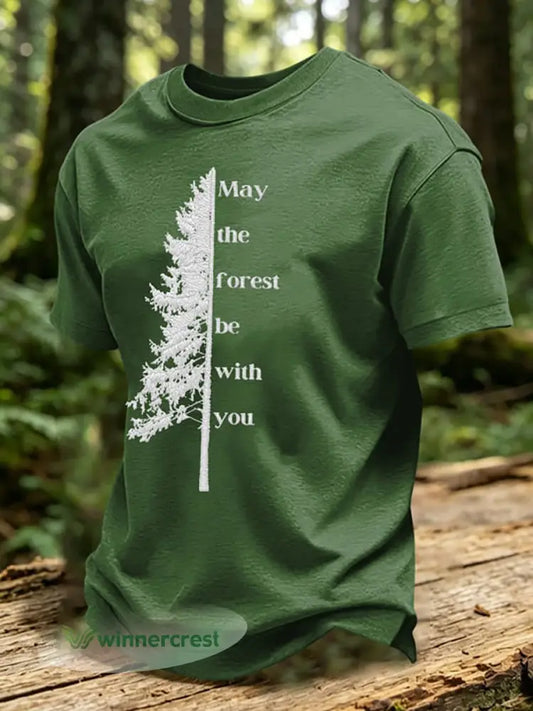 May The Forest Be With You Printed Casual T-Shirt - Green / S