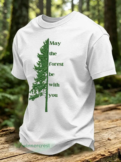 May The Forest Be With You Printed Casual T-Shirt - White / S