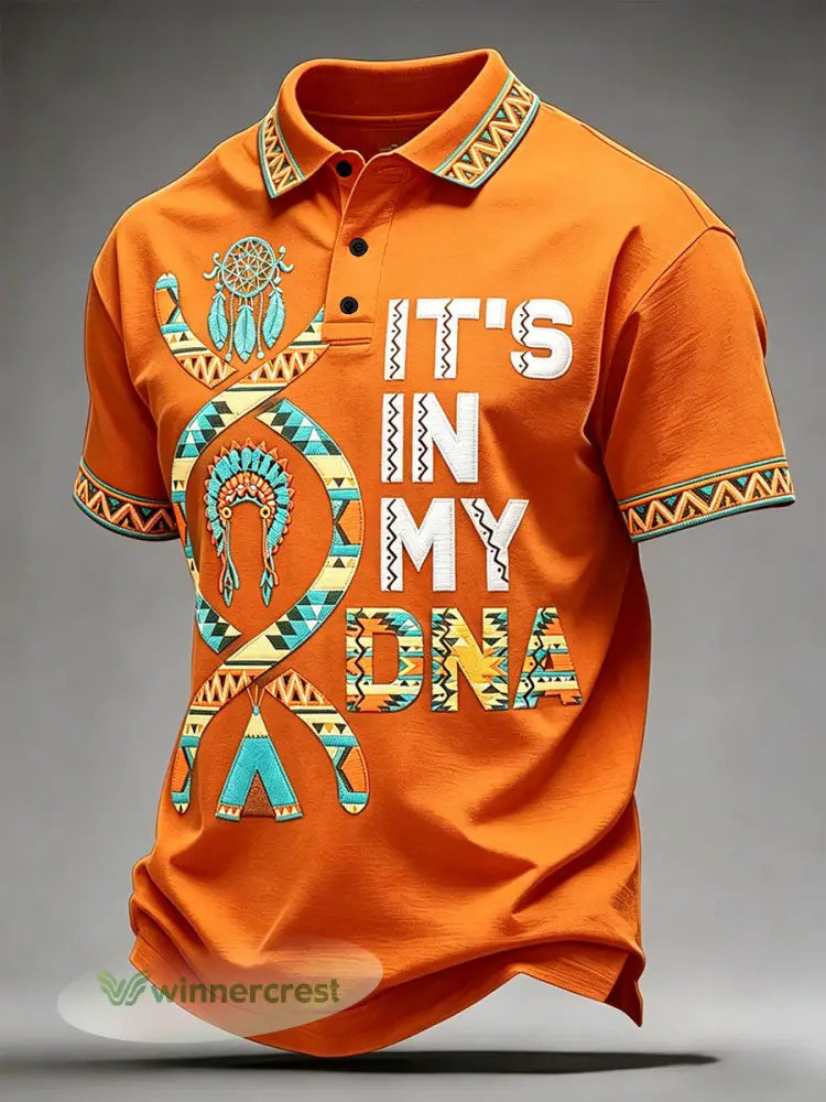 Men’s Indigenous ’It’s In My DNA’ Tops - Orange / S