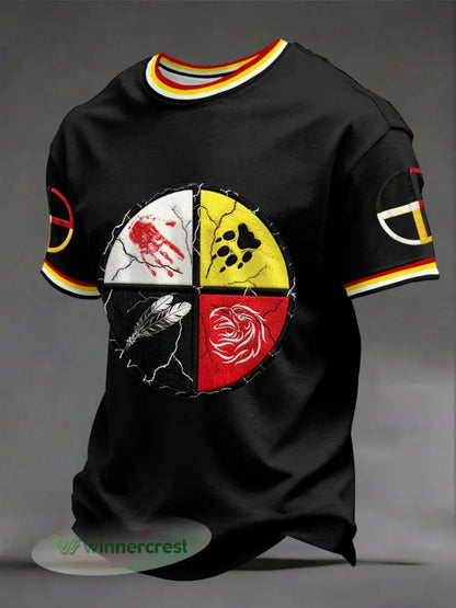 Men’s Indigenous Medicine Wheel T-Shirts - Black / S