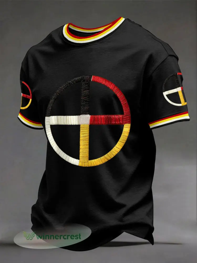 Men’s Indigenous Medicine Wheel T-Shirts - Black / S