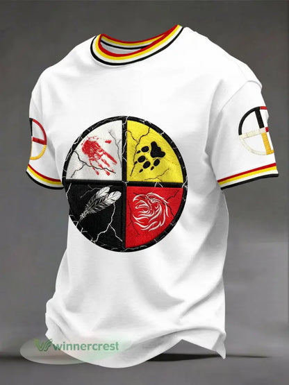 Men’s Indigenous Medicine Wheel T-Shirts - White / S