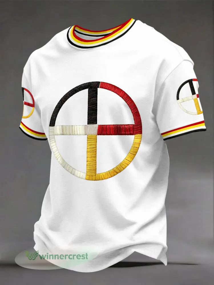 Men’s Indigenous Medicine Wheel T-Shirts - White / S