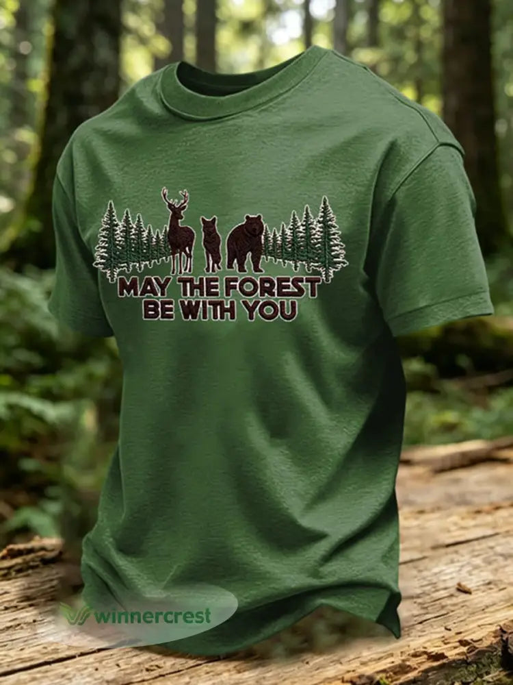 Men’s May The Forest Be With You Print T-Shirt