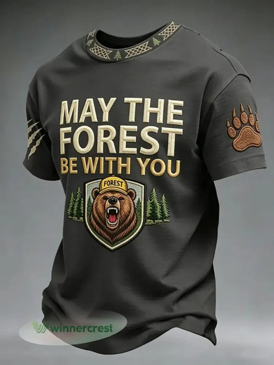 Men’s May The Forest Be With You Printed Casual T-Shirt - As picture / S