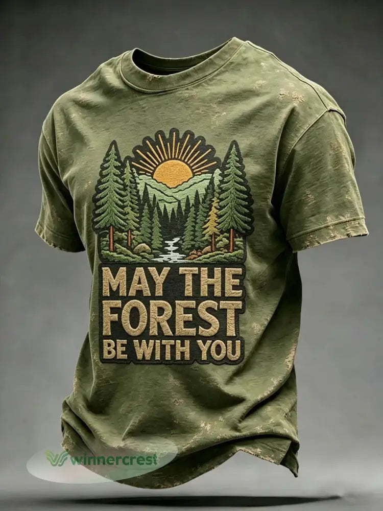 Men’s May The Forest Be With You Printed Casual T-Shirt - As picture / S