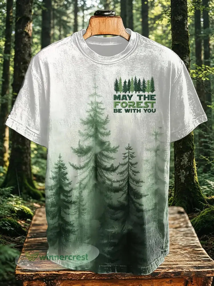 Men’s May The Forest Be With You Printed Casual T-Shirt - As picture / S