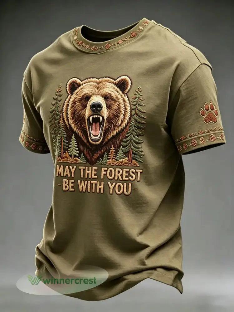Men’s May The Forest Be With You Printed Casual T-Shirt - As picture / S